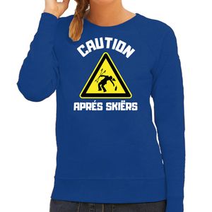 Apres ski sweater voor dames - apres ski waarschuwing - blauw - winter trui