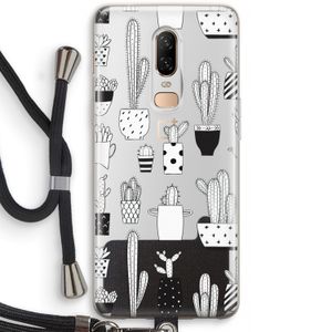 Cactusmotief: OnePlus 6 Transparant Hoesje met koord