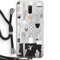 Cactusmotief: OnePlus 6 Transparant Hoesje met koord