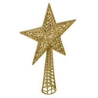 Kerstboom piek - ster vorm - goud - kunststof - 37,5 cm - kerstpiek - kerstversiering
