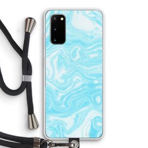 Waterverf blauw: Samsung Galaxy S20 Transparant Hoesje met koord