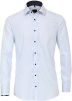 Venti Heren Overhemd Lichtblauw Geruit Poplin Kent Modern Fit - thumbnail