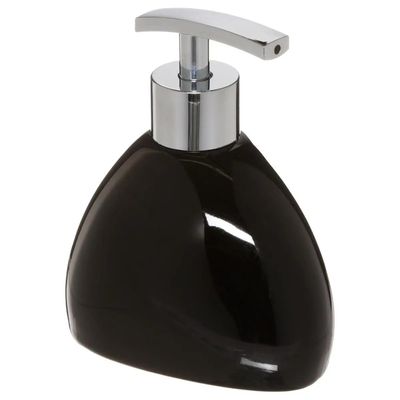 Zeeppompje/zeepdispenser van keramiek - zwart - 300 ml