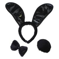 Bunny verkleed setje - zwart - 3-delig - dames - konijnen accessoires - bunnysetje