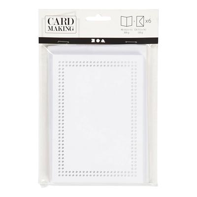 Creativ Company Kaarten om te borduren wit, set van 6