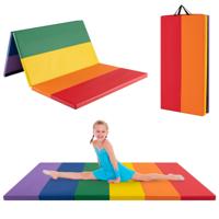 Opvouwbare Turnmat Zachte Ondergrondmat Gymnastiekmat 3-voudig Opvouwbaar van PU met Draaghandgreep 180 x 120 cm