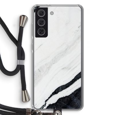 Elegante marmer: Samsung Galaxy S21 FE Transparant Hoesje met koord