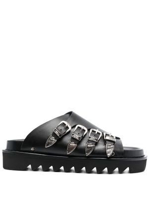 Toga Pulla claquettes en cuir à boucle - Noir