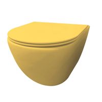Best Design morrano-49-zonder-spoelrand wandcloset blinde bevestiging incl. zitting mat-geel geel mat 4016780