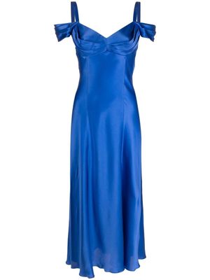Alberta Ferretti robe en soie à design drapé - Bleu