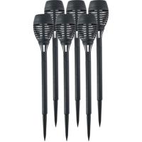 Solar tuinlamp fakkels/toortsen - 6x - met vlam effect - zwart - 48 cm