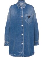 Prada chemise en jean à logo triangle - Bleu