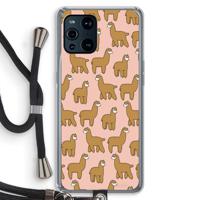 Alpacas: Oppo Find X3 Transparant Hoesje met koord - thumbnail