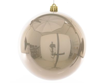 Kerstbal plastic glans/140mm/parel - Ksd