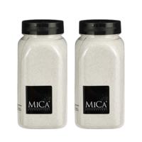 Mica Decorations decoratie zand - 2x - 650ml - wit - hobby zandkorrels - sierzand