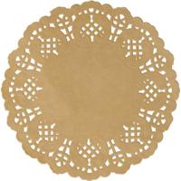 Placemats kant look - 10x - naturel - papier - rond - Tafel diner onderleggers - thumbnail