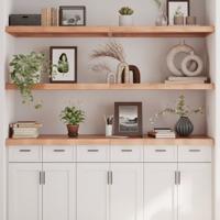 Wandschap 160x50x(2-6)cm behandeld massief eikenhout lichtbruin