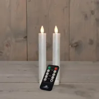 Anna&apos;s Collection LED dinerkaars flame effect rustiek 18 cm parel 2 stuks