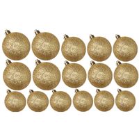 Kerstversiering set glitter kerstballen goud 6 - 8 - 10 cm - pakket van 34x stuks - thumbnail