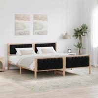 Bedframe met hoofdeinde Zwart 160 x 200 cm Massief grenenhout