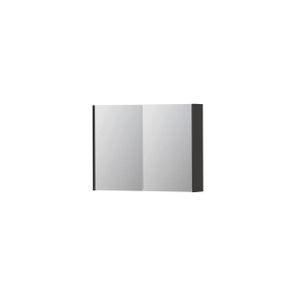 INK SPK1 Spiegelkast - 80x14x60cm - 2 deuren - dubbelzijdige Spiegel - schakelaar en stopcontact - MDF lak wit hoogglans 1110556
