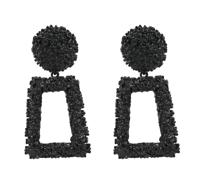 Metalen oorbellen eenvoudige geometrische reliëf bloemen oorbellen retro Fashion persoonlijkheid oorbellen (zwart)