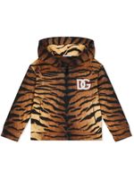 Dolce & Gabbana Kids hoodie zippé à imprimé tigre - Marron - thumbnail