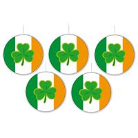 Ierland vlag thema hangdecoratie - 5x - Dia 28 cm - Feestartikelen/versiering - Sint patricksday