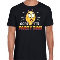 Funny emoticon t-shirt oops it is party time zwart voor heren - Fun / cadeau - Foute party kleding - thumbnail