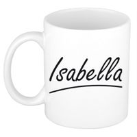 Naam cadeau mok / beker Isabella met sierlijke letters 300 ml   -