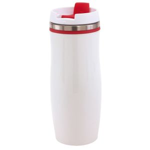 RVS Warmhoudbeker/isoleerbeker winter wit met rood 400 ml