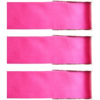 3x Hobby/decoratie fuchsia roze satijnen sierlinten 2,5 cm/25 mm x 25 meter - thumbnail