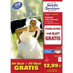 Avery-Zweckform Photo Paper C2552-40P Fotopapier 10 x 15 cm 250 g/m² 80 vellen Zijdemat