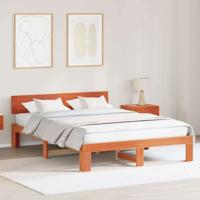 Bedframe met hoofdeinde Bruin 150 x 200 cm Massief grenenhout