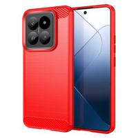 Xiaomi 14 Pro Geborsteld TPU Hoesje - Koolstofvezel - Rood