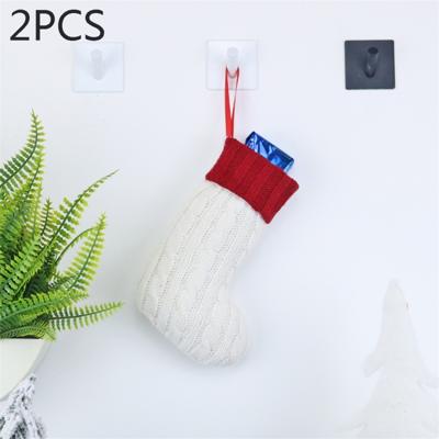 2 stuks CX20220 kerst wol breien sok Gift Bag kerstboom hanger decoratie (wit)
