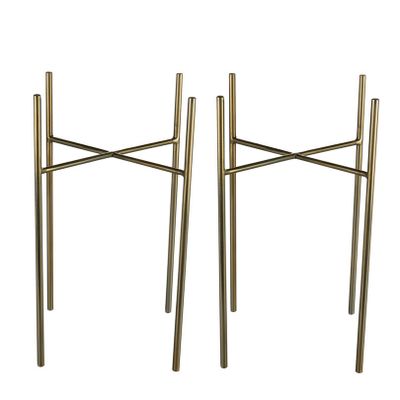 Plantenpot/bloempot plantenstandaard/verhoger - 2x - goud - H25 x B16 cm