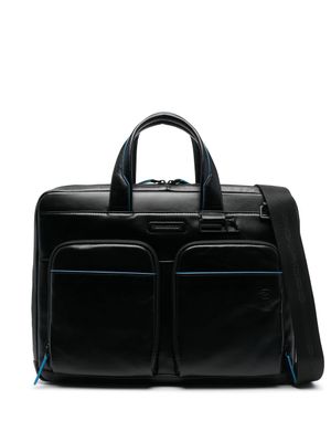 PIQUADRO pochette d'ordinateur en cuir à logo embossé - Noir