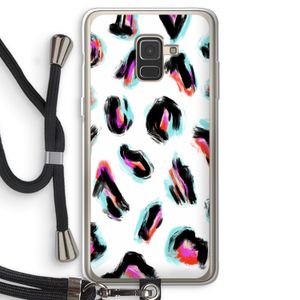 Cheetah color: Samsung Galaxy A8 (2018) Transparant Hoesje met koord