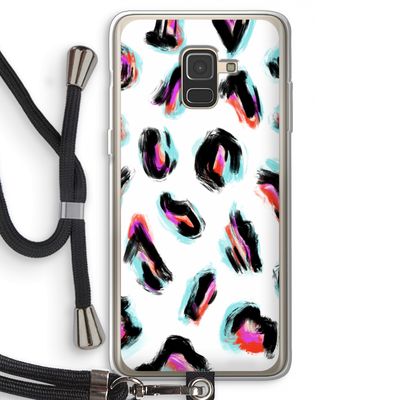 Cheetah color: Samsung Galaxy A8 (2018) Transparant Hoesje met koord
