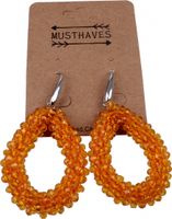 MH Bijoux oorbellen Facet dames 4,5 x 3,5 cm glaskralen oranje MH Bijoux oorbellen Facet dames 4,5 x 3,5 cm glaskralen oranje