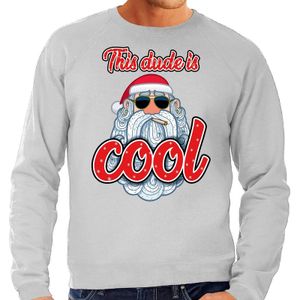 Foute kerstborrel trui / kersttrui this dude is cool / stoere santa grijs voor heren 2XL (56)  -