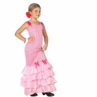 Flamenco danseres kostuum voor kinderen roze - thumbnail