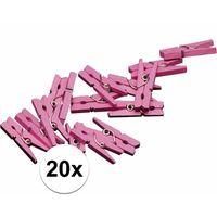 20x mini knijpertjes roze 2 cm   -