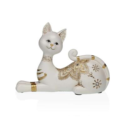 Decoratieve figuren Versa Wit Kat 5,5 X 14,5 X 20 CM