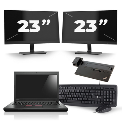 Lenovo ThinkPad L450 - Intel Core i5-4e Generatie - 14 inch - 8GB RAM - 256GB SSD - Windows 11 + 2x 23 inch Monitor
