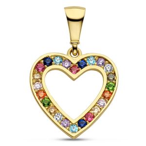 Hanger Regenboog geelgoud-zirconia meerkleurig 12,8 x 12,5 mm