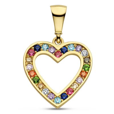 Hanger Regenboog geelgoud-zirconia meerkleurig 12,8 x 12,5 mm