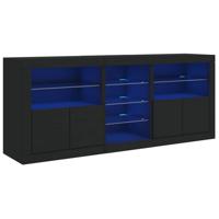 vidaXL Dressoir met LED-verlichting 181,5x37x67 cm zwart - thumbnail