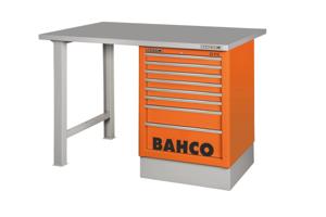Bahco Werkbank | heavy-duty | met stalen werkblad | ladeblok | 7 lades | 2 poten | zwart | 1500 mm x 750 mm x 1030 mm - 1495K7CBKWB15TS